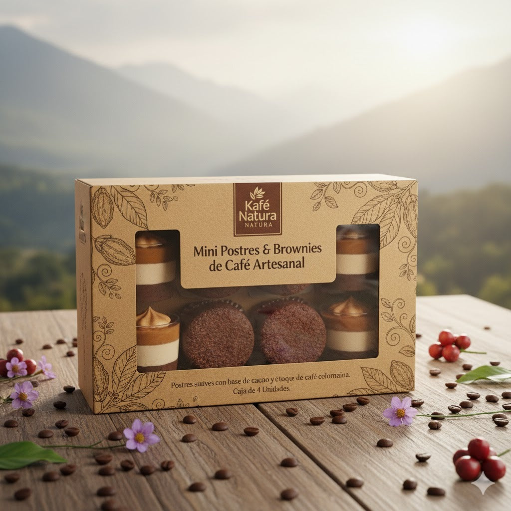 Mini postres y brownies de café
